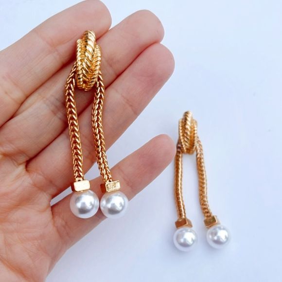 Anthropologie Jewelry - Double tassel drop pearl decor A18